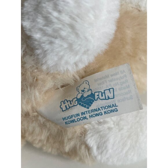 HugFun Tan Easter Bunny Rabbit Plush 7" Purple Bow Pink Glitter Ears - Picture 6 of 8